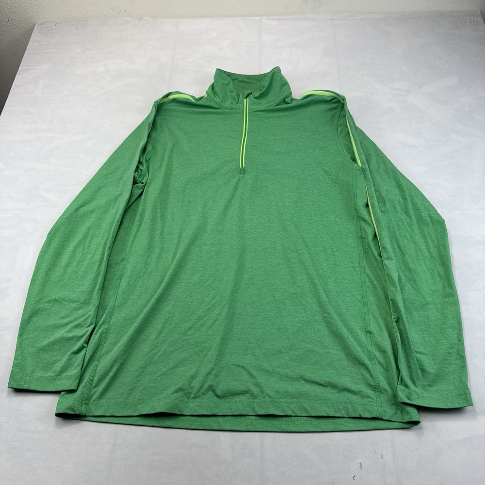 Antigua Men's Large Green Quarter Zip Golf Pullover Embroidered Logo Athletic